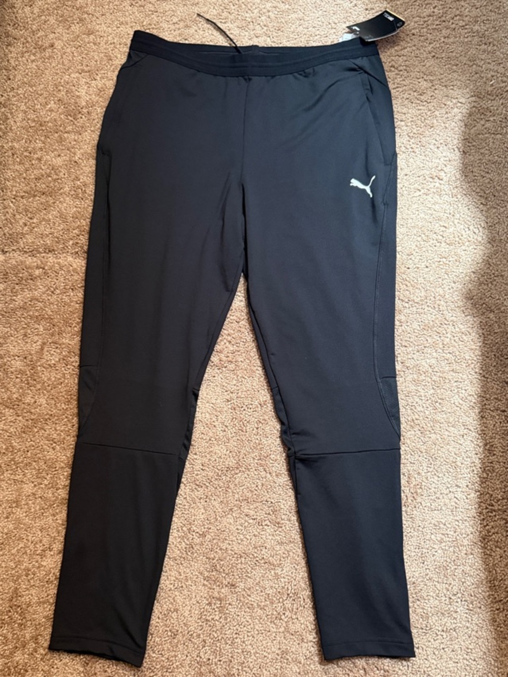 Puma Black Performance Track Pants with White Logo